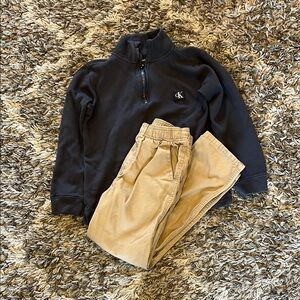 NWOT Calvin Klein Kids Grey Pullover and Tan Pants Set